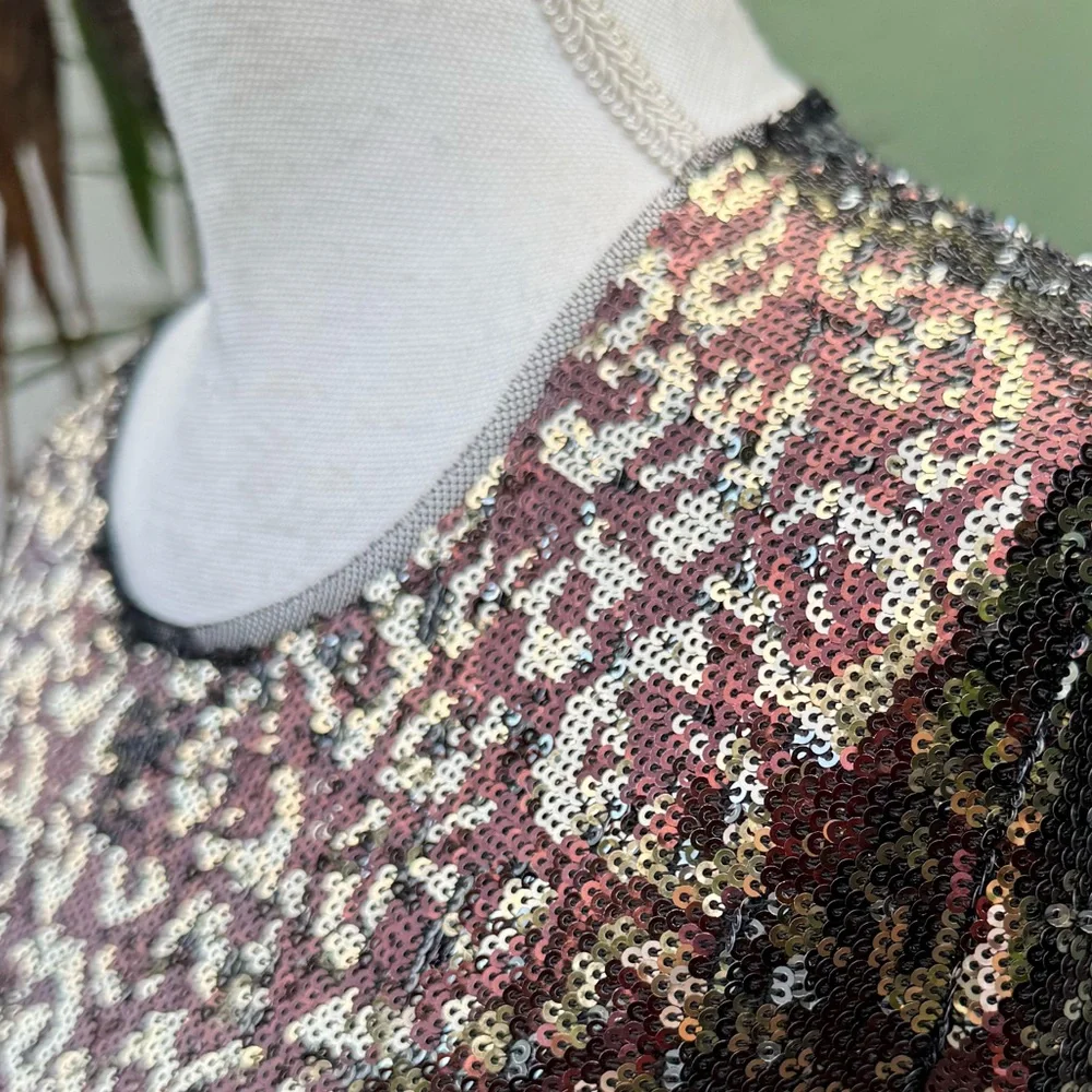 Brown Gold Sequin long Sleeve Shirt Shirt ZARA